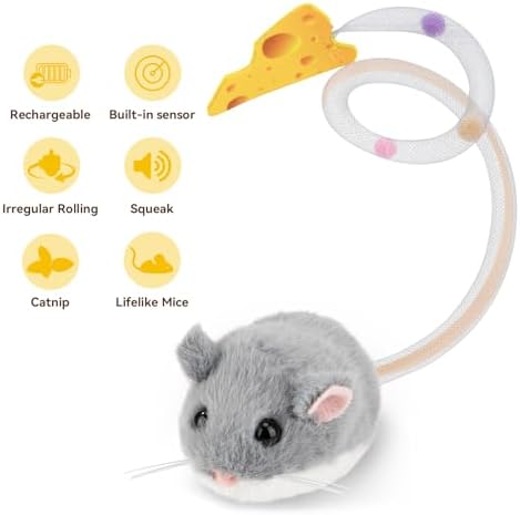Migipaws Interactive MigiMouse Cat Toy 360° Rolling 2-in-1 Interactive Cat Toy Ball