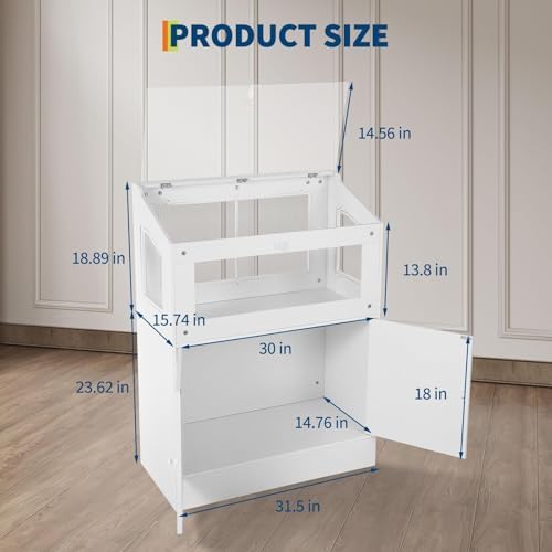 Compact Small Animal Habitat with Storage Cabinet, Clear Acrylic Hamster Cage for Gerbils, Rats, and Guinea Pigs, Ventilated Transparent Enclosure with Base Storage, Modern Pet Cage for Home Use