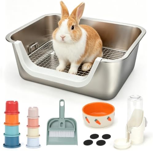 Stainless Steel Rabbit & Bunny Litter Box Set for Small Animals