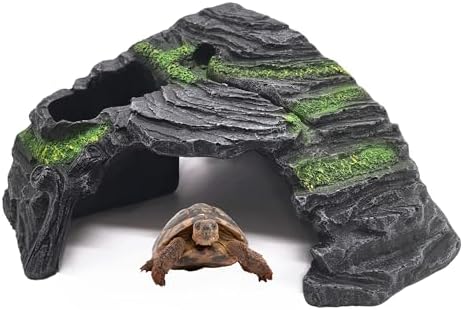 M2cbridge Reptile Hideout Cave Resin Rock Hides Terrarium Habitat Decor(Floating Island)