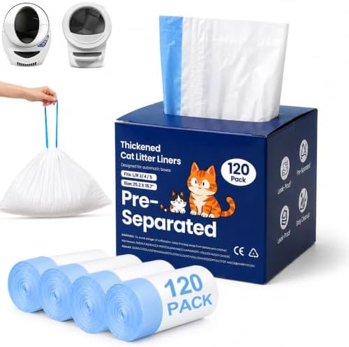 120 Count Automatic Litter Box Liners Compatible with Litter Box Robot