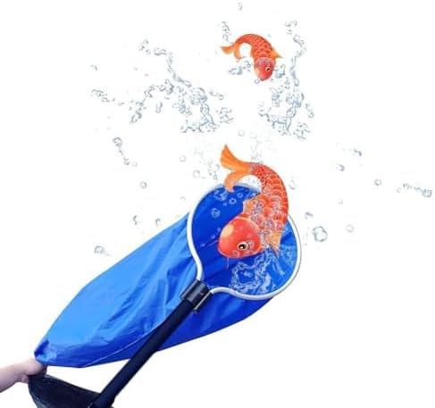 Koi Fish Tank Net, Semi-Permeable Fishing Soft Lightweight Mesh Basket Aquarium Netting Long Handle Large Koi Sock Net for Large Fish Eggs Safety, Isolating, Transfer