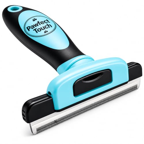 Dog Deshedding Brush & Undercoat Rake for Double-Coated & Medium/Long-Haired Dogs & Cats