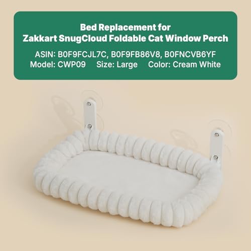Bed Replacement for SnugCloud Foldable Cat Window Perch (White, Large)