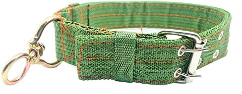 Cattle Collar Adjustable Sheep Neck Strap Thick Canvas Four-Layer Nylon Thickened Collar with 2-Rows Metal Buckle and Ring Metal Buckle Traction Chain for Farm Animals Pets (29.5"~45.2")