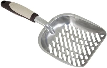 Petmate Metal Cat/Kitty Litter Scoop, Deep Shovel, Premium Non-Stick Large Scooper with Non-Slip Handle & Curved Design for Maximum Coverage