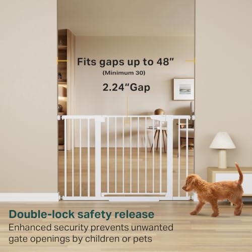 Cumbor 46" Auto Close Baby Gate & Cumbor 48" Dog Gate, Durable Child Gate for Stairs, Doorways, Easy Walk Thru Dog Gate for House for Doorways