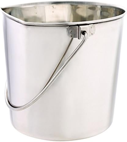 ProSelect Stainless Steel Flat Sided Pails — Durable Pails for Fences, Cages, Crates, or Kennels - 8¾", 6-Quart