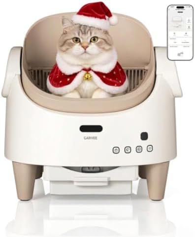Garvee Self Cleaning Cat Litter Box, Open-Top Automatic Cat Litter Box with APP Control Upgraded Safety Protection, 360° Safety Sensors, Advanced Odor Leak Control, Includes 1 Roll Waste Bag