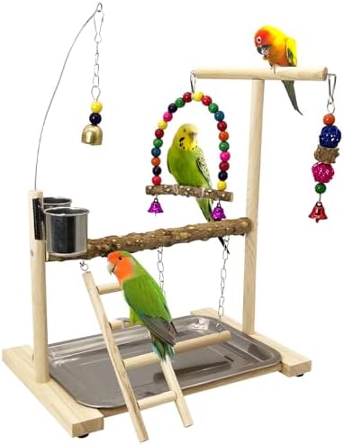 Tfwadmx Bird Playground Parrots Play Stand Birdcage Play Stand Play Gym Parakeet Ladders Exercise with Feeder Cups for Cockatoo Lovebirds SmallBirds Conure Cockatiel Cage Accessories Toy