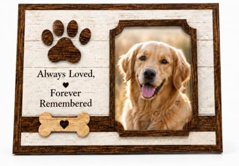 Dog Memorial Gifts for Loss of Dog, Wooden 4x6 Remembrance Photo Frame