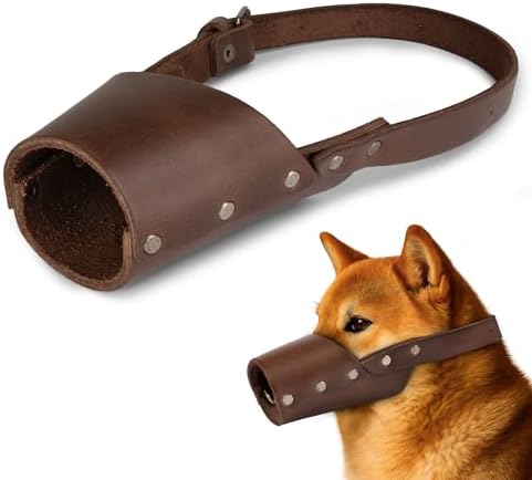 Hide & Drink, Leather Dog Muzzle Guard, Secure Pet Accessory, Pitbull German Shepherd & Any Breeds, Small Medium Large, Handmade (Large)