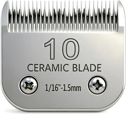10# Pet Grooming Clipper Replacement Blades, Detachable Blade Compatible with Andis/wahl/Oster Dog Clippers,10 Blade 1/16-inch, Made of Ceramic & Stainless Steel Blade