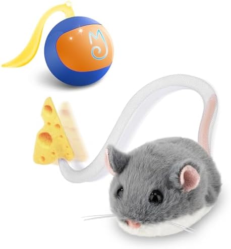 Migipaws Interactive MigiMouse Cat Toy 360° Rolling 2-in-1 Interactive Cat Toy Ball