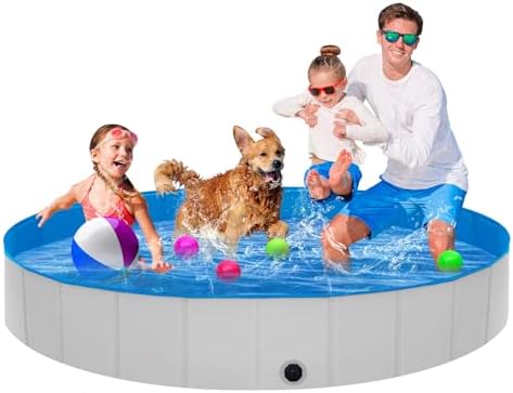 Extra Large Foldable Dog Pool,71"x 12" Portable Anti-Slip Kiddie Pool Hard Plastic, Swimming Pool for Dogs Cats and Kids Pet Puppy Bathing Tub