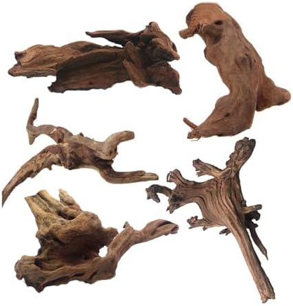 Tfwadmx 5PCS Aquarium Driftwood Branches 4''-7.8'' Reptiles Trunk Natural Wood Fish Tank Decoration Plant Stump Ornament Decor Assorted