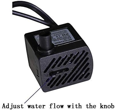 Submersible Water Pump with LED Light for Indoor Tabletop Fountains Aquarium Fish Tank (180L/H 3W)