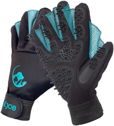 COOLJOB Patented Pet Grooming Gloves with Web, Dog Washing, Bathing, Medium