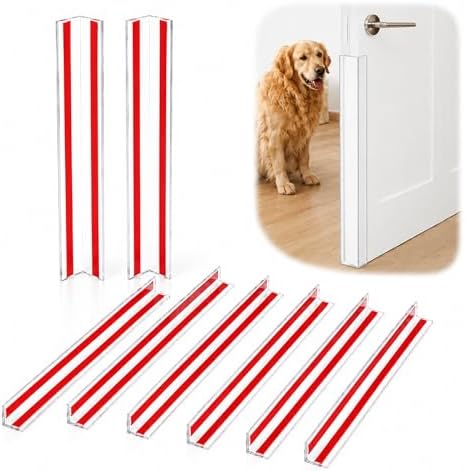 Door Frame Protector Dog Chewing: 8 Pack Clear PC L-Shaped Door Edge Guards, Self-Adhesive Door Gap & Jamb Protector for Dogs Scratching, Chewing, Clawing, 11.8 x 1.18 in Each Side (8, 11.8inch)