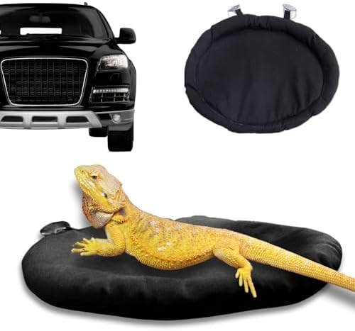 Bearded Dragon Bed Soft Mat with Suction Cup for Travel, Black