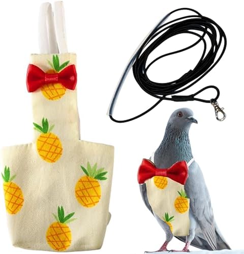 Birds Pigeon Diaper Pants Harness and Leash, Bird Diapers for Pigeons and Leash Harness, Diapers for Birds Cockatiel Parrot, Parakeet Diaper, Pigeon Pants, Parrot Clothes for Bird (XL-Pineapple)