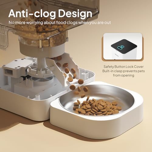 4L Automatic Cat Feeders + 309B Stainless Steel Cat Water Fountain
