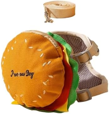Adjustable Puppies Hamburger Bag for Small Dogs Bag Outdoor Large Self-Carrier Adjustable Vest Leash Service Dog Vest Harness and Leash Set, Medium