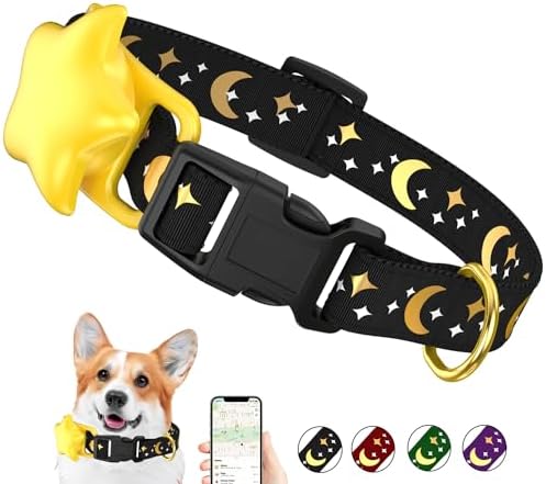 Airtag Dog Collar, Dog Collar for Large Dogs, Dog Collars for Medium Dogs, Dog Collars for Small Dogs with AirTag Holder Case, Dog GPS Tracker Collar (Black, Small)