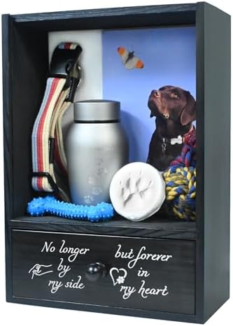Pet Memorial Shadow Box 9.3x13 with Deep Drawer for Loss of Dog Gift Black
