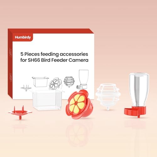 5-Piece Bird Feeder Set with Hummingbird Nectar Feeder, Fruit Fork, Water Bottle, Mealworm Container & Suet Ball Feeder - Squirrel-Proof Outdoor Feeding Accessories for Garden (Yard-Red)