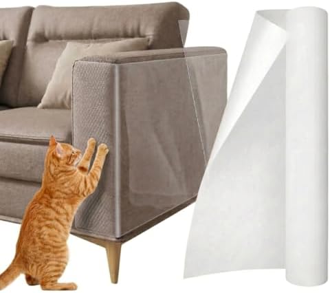 197"x12" Anti Cat Scratch Furniture Protector, Flexible Anti-Claw Couch Furniture Guard for Sofa, Beds, Doors, Tables and Walls, Clear Pet Scratch Deterrent