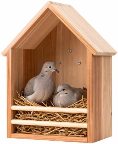 Triangular Opening Cedar Mourning Dove Nesting Box for Outside, Oltara Hanging Wooden Bird House for Outdoor Doves, Pigeons, and Other Small Birds