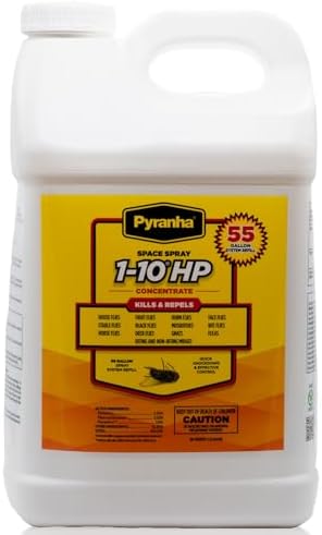 PYRANHA 1-10 HP Concentrate Refill 2.5 Gallon for 55 Gal Automatic Spray Systems - Barn Indoor Fly Control | Repels Horn, Deer, Horse, Stable, & Face Flies, Midge