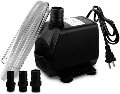 PULACO Large Flow: 800GPH Water Pump with 6.5 ft Tubing and 4 Nozzles