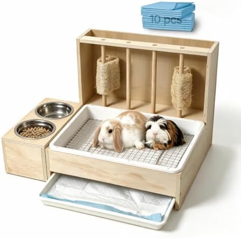 Rabbit Litter Box for Bunny, Waste & Urine Separation Litter for Rabbit