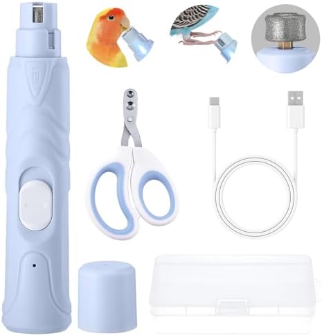 Bird Nail Grinder,Bird Beak Grinder,Silenced Bird Nail File with LED Lamp,Suitable for Budgerigars,Parakeets,Conure,Parakeets,Crested Myna,Lovebirds, Finches.