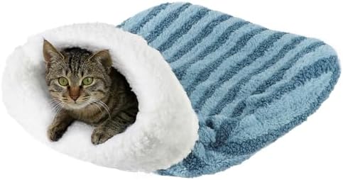 Cat Sleeping Bag Tunnel 360° Wrap Pet House Bed Warm Winter Sleeping Cuddler Cushion Hideaway Cave Plush Portable Soft Washable Room for Small Kitten Puppy Animals