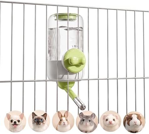 Automatic Hanging Pet Water Dispenser for Cage, 30oz No-Drip Ball Water Bottle for Rabbit, Guinea Pig, Ferret, Chinchilla, Hedgehog & Small Pets (Green)