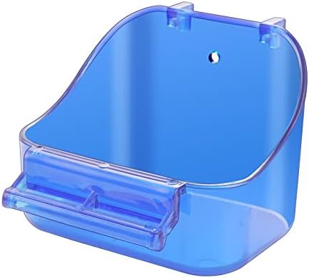 Acrylic Hanging Bird Bath for Small Birds - Bird Cage Accessory Bathing Tub for Parakeet Canary Budgerigar Lovebirds, with Fixing Screws, 5 x 3.6 x 4 Inches, Blue, 1PCS