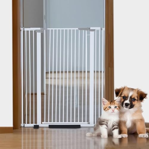Cat Gate for Doorway, Tall Cat Gate, White, 51” High, 30 - 41 Inches Wide