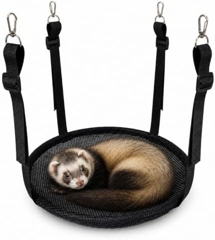 Reversible Ferret Hammock, Breathable Mesh Bed for Cage, Adjustable Straps