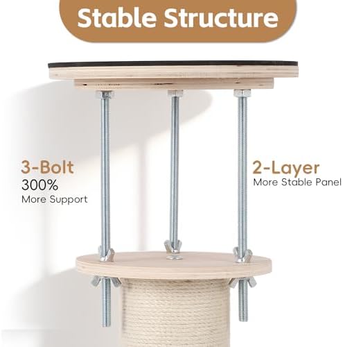 Ceiling Cat Tree with 6 Sisal Scratching Posts 110-118 Inches