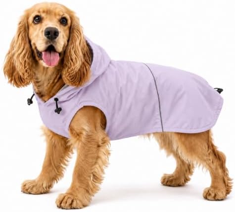 Morezi Dog Raincoat, Waterproof Dog Rain Jacket with Hood & Reflective Rim