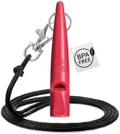 ACME 211.5 Professional Dog Training Whistle with Lanyard. BPA-Free Plastic. 90 dBA. Standardized 5400Hz Frequency for Larger Breeds. Weatherproof. Made in The UK (Coral Red/Black)