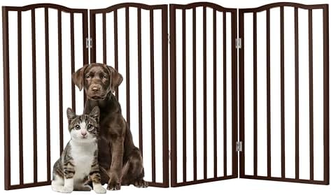 PETMAKER 4 Panel Pet Gate, Brown, 74” x 32”