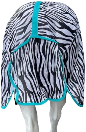 Horse Fly Sheet with Neck | Horse Combo Flysheet with Neck | Horse Summer Sheet with Hood (Zebra-Turq, 78)