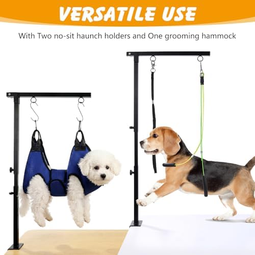 Dog Grooming Arm with Hammock, Adjustable 27-37", Dual Clamp