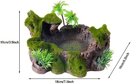 QIRMIZI Reptile Decor, Plastic Reptile Platform with Artificial Plants - Basking Habitat Decor for Lizard, Turtle, Frog, Snake