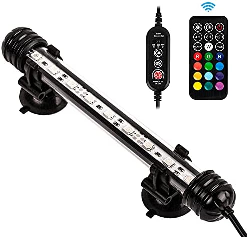 7.5" Timer Color Changing LED Fish Tank Aquarium Submersible Light with Remote/Colored Aquarium LED Tank Lights Fixture for Underwater Decorations, Plant Grow, Saltwater Freshwater Fish, KT6007