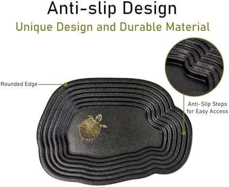 XLarge Reptile Bathing Pool Reptile Feeding Dish Water Bowl with Steps Aquarium Ornament for Gecko, Snake, Turtle, Bearded Dragon, Lizard Bath
